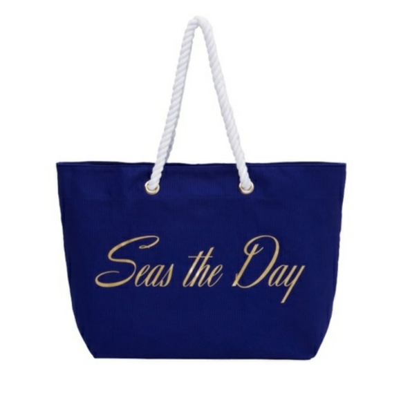 Trina Turk Seas the Day Blue Beach Tote NWT - Picture 2 of 4